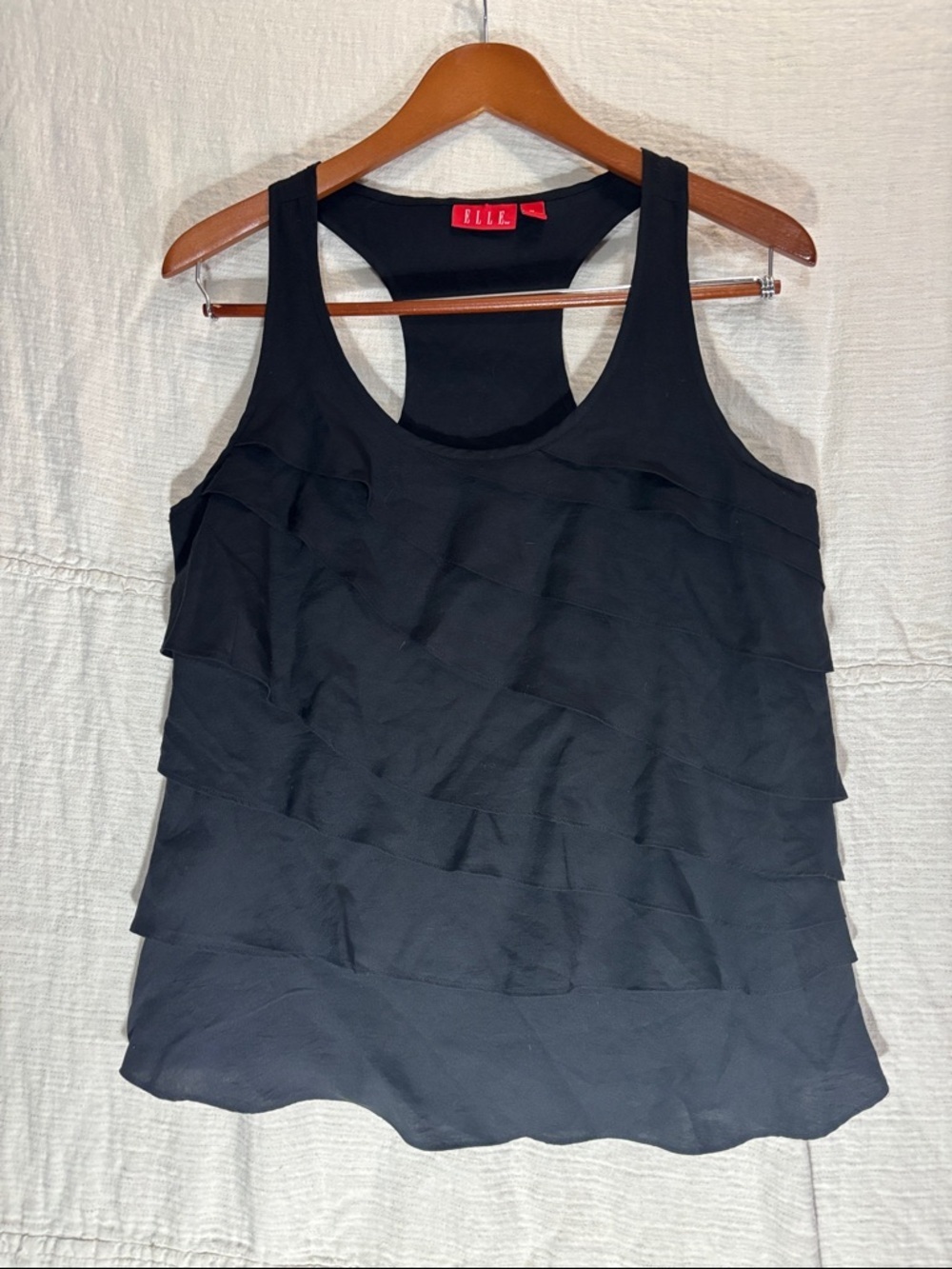 Elle Black Ruffle Racerback Tank - Picture 1 of 5